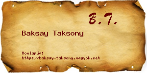 Baksay Taksony névjegykártya